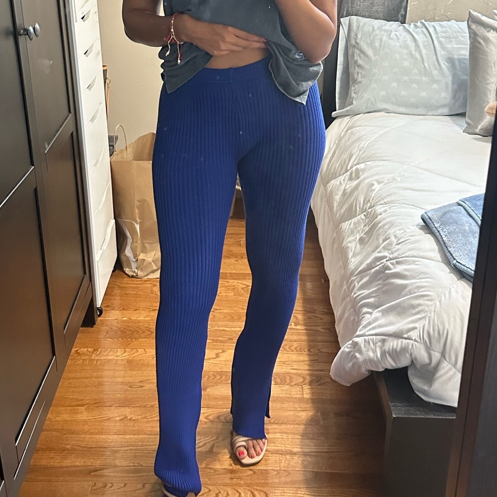NWT Ribbed Knit Blue Pants - Picture 5 of 7